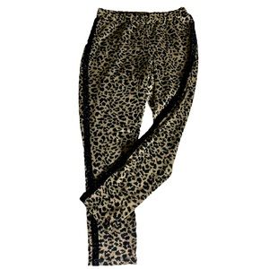 Wonder Nation Girls Leopard Pants With Black Glitter Stripe Down Sides